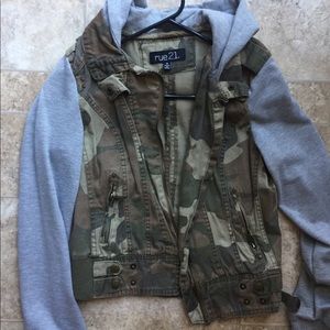 Grey/Camo Zip-Up Hoodie